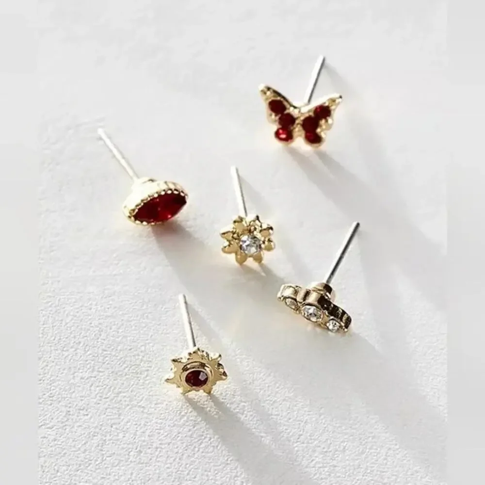 Free People Rosette Stud Pack Velvet Rose Brooch Earrings Set